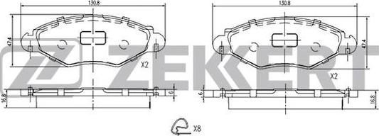 Zekkert BS-1034 - Brake Pad Set, disc brake autospares.lv