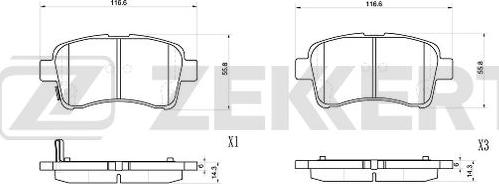 Zekkert BS-1038 - Brake Pad Set, disc brake autospares.lv