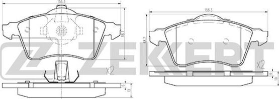 Zekkert BS-1157 - Brake Pad Set, disc brake autospares.lv