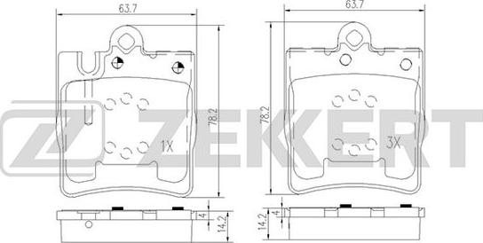 Zekkert BS-1165 - Brake Pad Set, disc brake autospares.lv