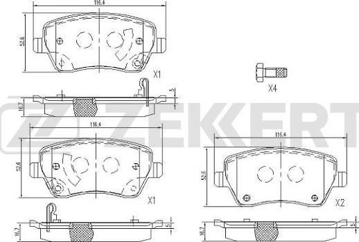 Zekkert BS-1113 - Brake Pad Set, disc brake autospares.lv