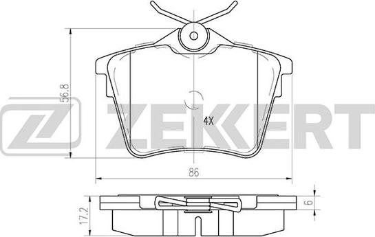 Zekkert BS-1135 - Brake Pad Set, disc brake autospares.lv