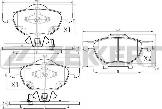 Zekkert BS-1125 - Brake Pad Set, disc brake autospares.lv