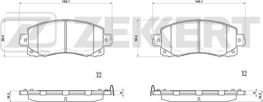 Zekkert BS-1174 - Brake Pad Set, disc brake autospares.lv