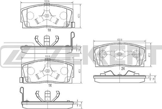 Zekkert BS-1868 - Brake Pad Set, disc brake autospares.lv