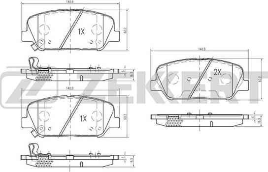 Zekkert BS-1884 - Brake Pad Set, disc brake autospares.lv