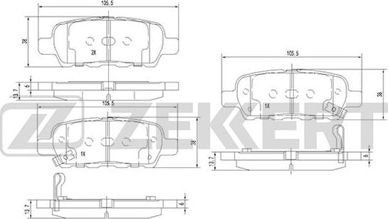 Zekkert BS-1823 - Brake Pad Set, disc brake autospares.lv