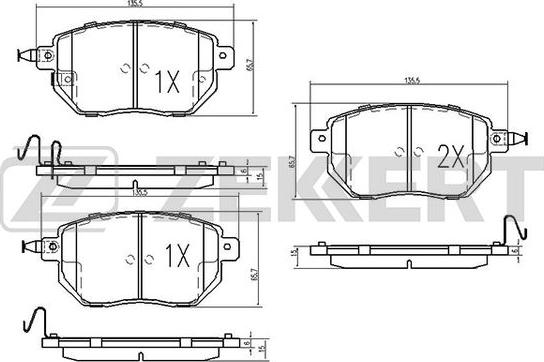 Zekkert BS-1874 - Brake Pad Set, disc brake autospares.lv
