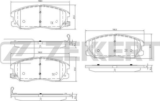 Zekkert BS-1300 - Brake Pad Set, disc brake autospares.lv