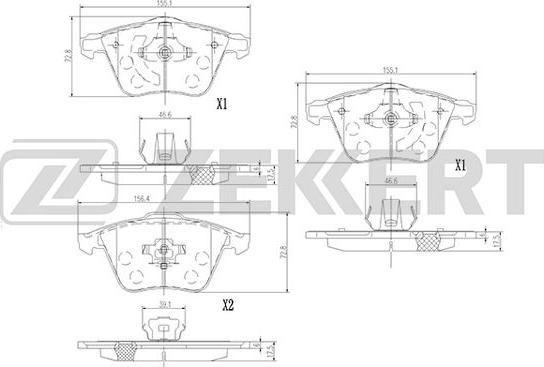 Zekkert BS-1377 - Brake Pad Set, disc brake autospares.lv