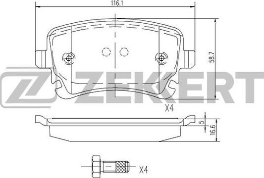 Zekkert BS-1256 - Brake Pad Set, disc brake autospares.lv