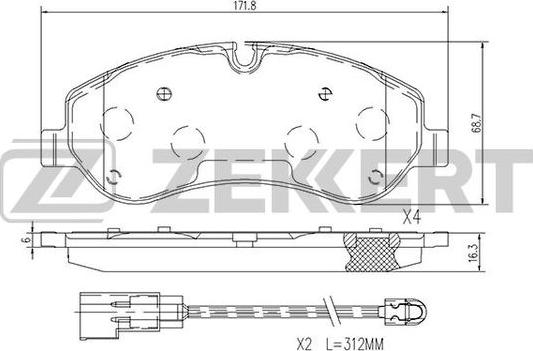 Zekkert BS-1250 - Brake Pad Set, disc brake autospares.lv