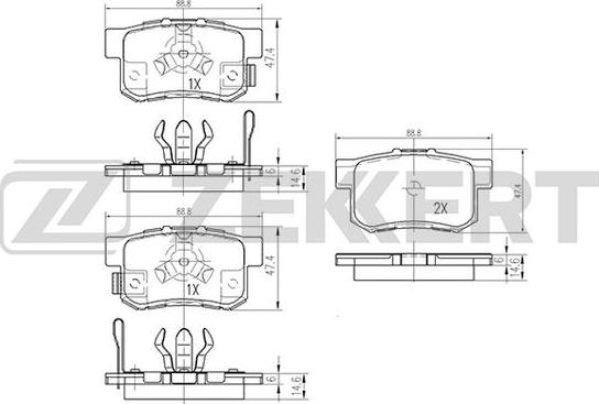 Zekkert BS-1258 - Brake Pad Set, disc brake autospares.lv