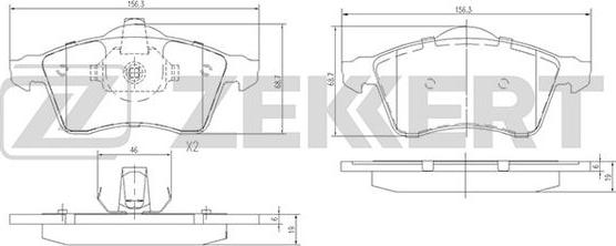 Zekkert BS-1282 - Brake Pad Set, disc brake autospares.lv