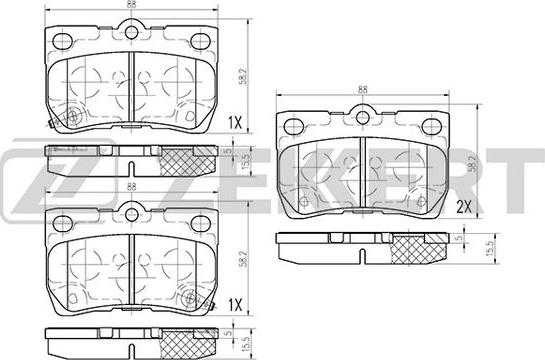 Zekkert BS-1224 - Brake Pad Set, disc brake autospares.lv