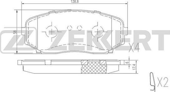 Zekkert BS-1228 - Brake Pad Set, disc brake autospares.lv