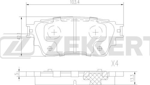 Zekkert BS-3069 - Brake Pad Set, disc brake autospares.lv