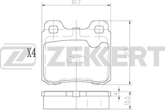 Zekkert BS-3000 - Brake Pad Set, disc brake autospares.lv