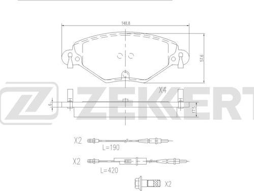 Zekkert BS-2909 - Brake Pad Set, disc brake autospares.lv