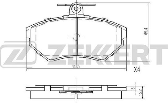 Zekkert BS-2907 - Brake Pad Set, disc brake autospares.lv