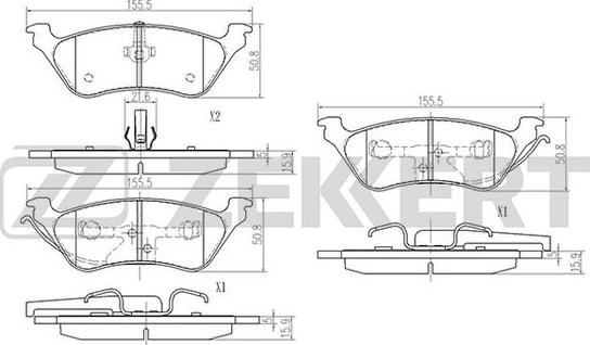 Zekkert BS-2980 - Brake Pad Set, disc brake autospares.lv