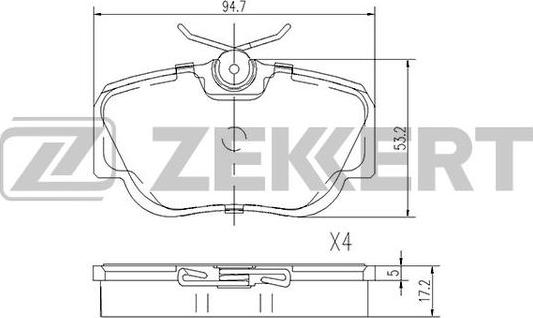 Zekkert BS-2069 - Brake Pad Set, disc brake autospares.lv