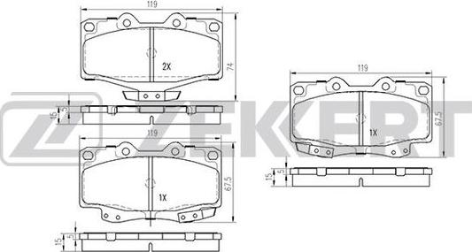 Zekkert BS-2089 - Brake Pad Set, disc brake autospares.lv