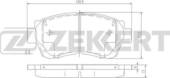 Zekkert BS-2080 - Brake Pad Set, disc brake autospares.lv