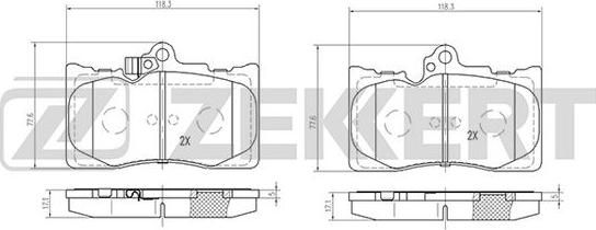 Zekkert BS-2082 - Brake Pad Set, disc brake autospares.lv