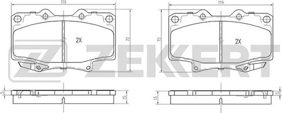 Zekkert BS-2101 - Brake Pad Set, disc brake autospares.lv