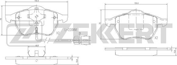 Zekkert BS-2847 - Brake Pad Set, disc brake autospares.lv