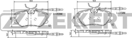 Zekkert BS-2859 - Brake Pad Set, disc brake autospares.lv