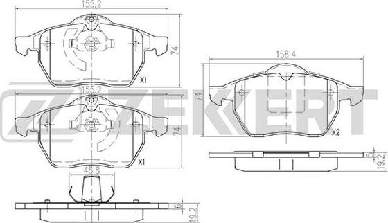 Zekkert BS-2886 - Brake Pad Set, disc brake autospares.lv