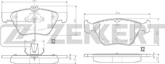 Zekkert BS-2881 - Brake Pad Set, disc brake autospares.lv