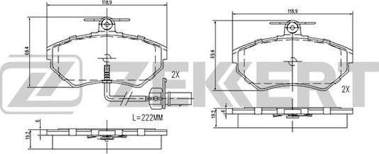 Zekkert BS-2827 - Brake Pad Set, disc brake autospares.lv