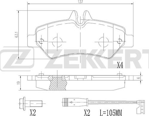 Zekkert BS-2791 - Brake Pad Set, disc brake autospares.lv