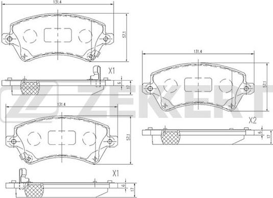 Zekkert BS-2707 - Brake Pad Set, disc brake autospares.lv