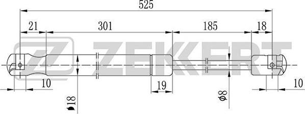 Zekkert GF-1973 - Gas Spring, boot, cargo area autospares.lv