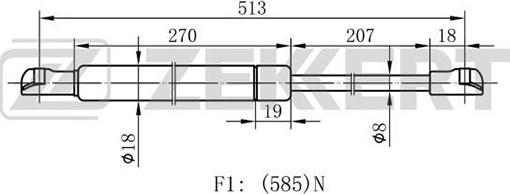 Zekkert GF-1720 - Gas Spring, boot, cargo area autospares.lv