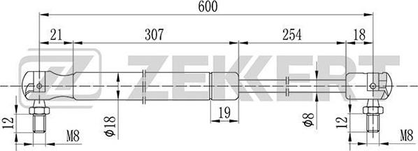 Zekkert GF-2099 - Gas Spring, boot, cargo area autospares.lv