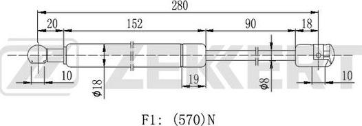 Zekkert GF-2144 - Gas Spring, boot, cargo area autospares.lv