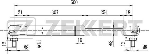 Zekkert GF-2101 - Gas Spring, boot, cargo area autospares.lv