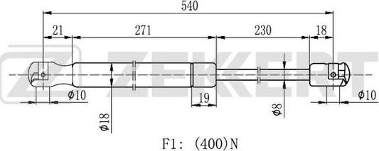 Zekkert GF-2187 - Gas Spring, boot, cargo area autospares.lv