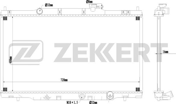 Zekkert MK-1568 - Radiator, engine cooling autospares.lv