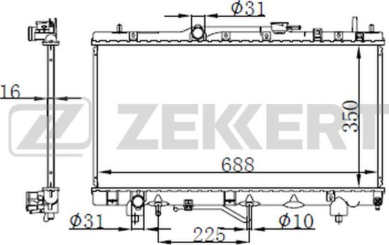 Zekkert MK-1584 - Radiator, engine cooling autospares.lv