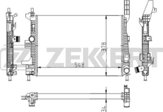 Zekkert MK-1618 - Radiator, engine cooling autospares.lv