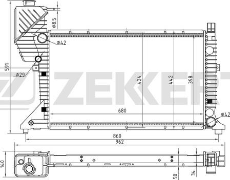 Zekkert MK-1038 - Radiator, engine cooling autospares.lv