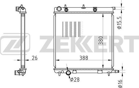 Zekkert MK-1074 - Radiator, engine cooling autospares.lv