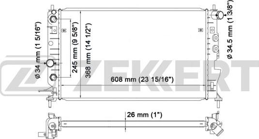 Zekkert MK-1075 - Radiator, engine cooling autospares.lv