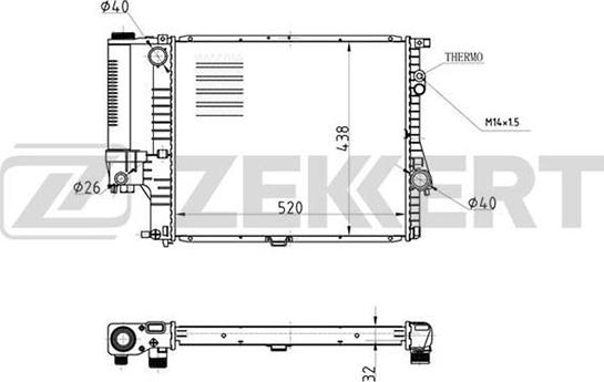 Zekkert MK-1072 - Radiator, engine cooling autospares.lv